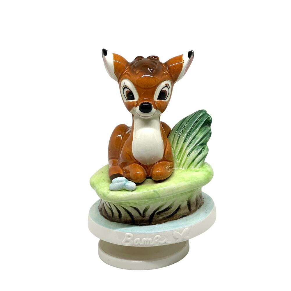 Vintage Schmid Disney Bambi Rotating Music Box Plays Talk to the Animals Taiwan